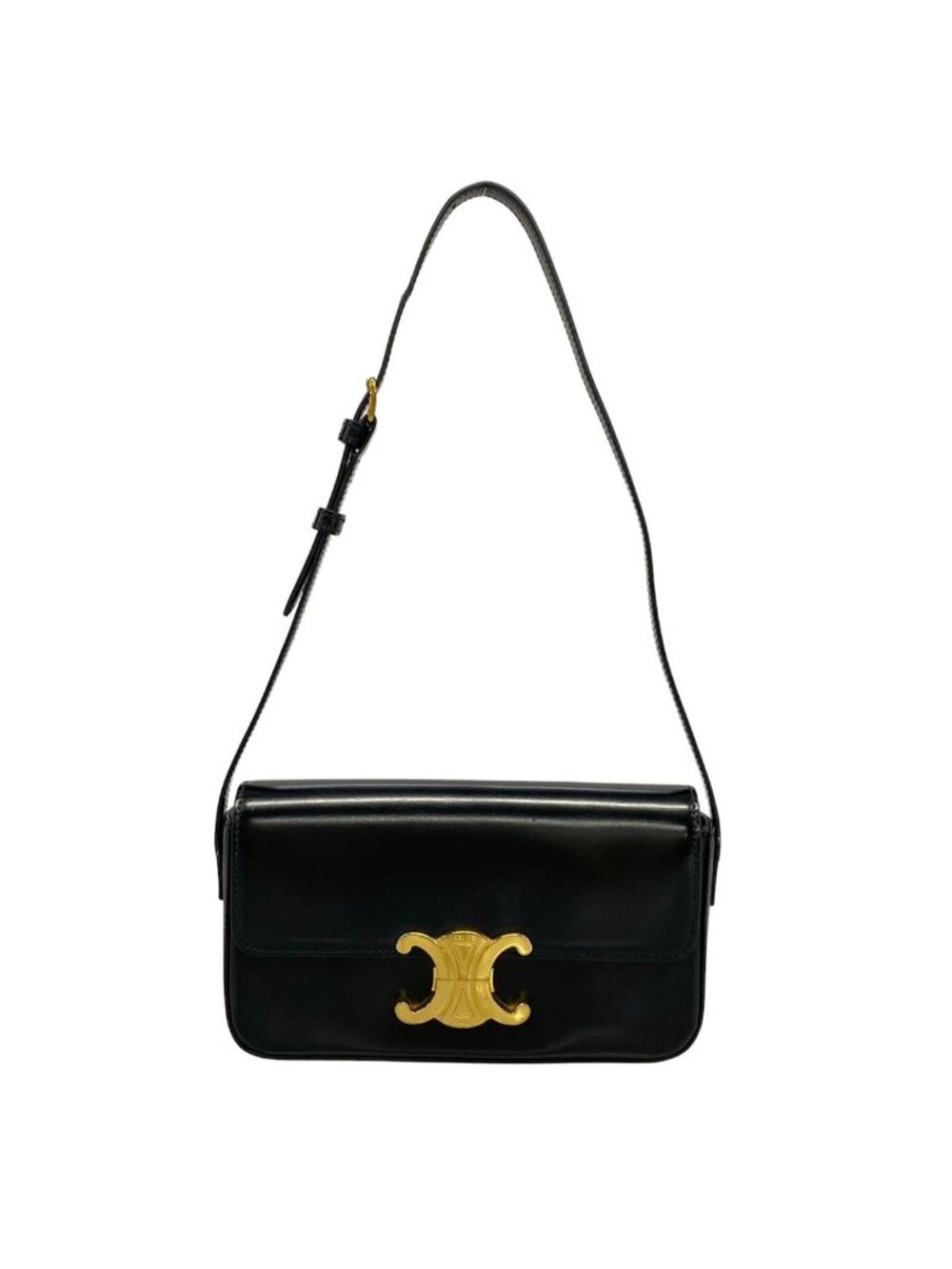 Celine Shoulder Bag Triomphe Black Leather
